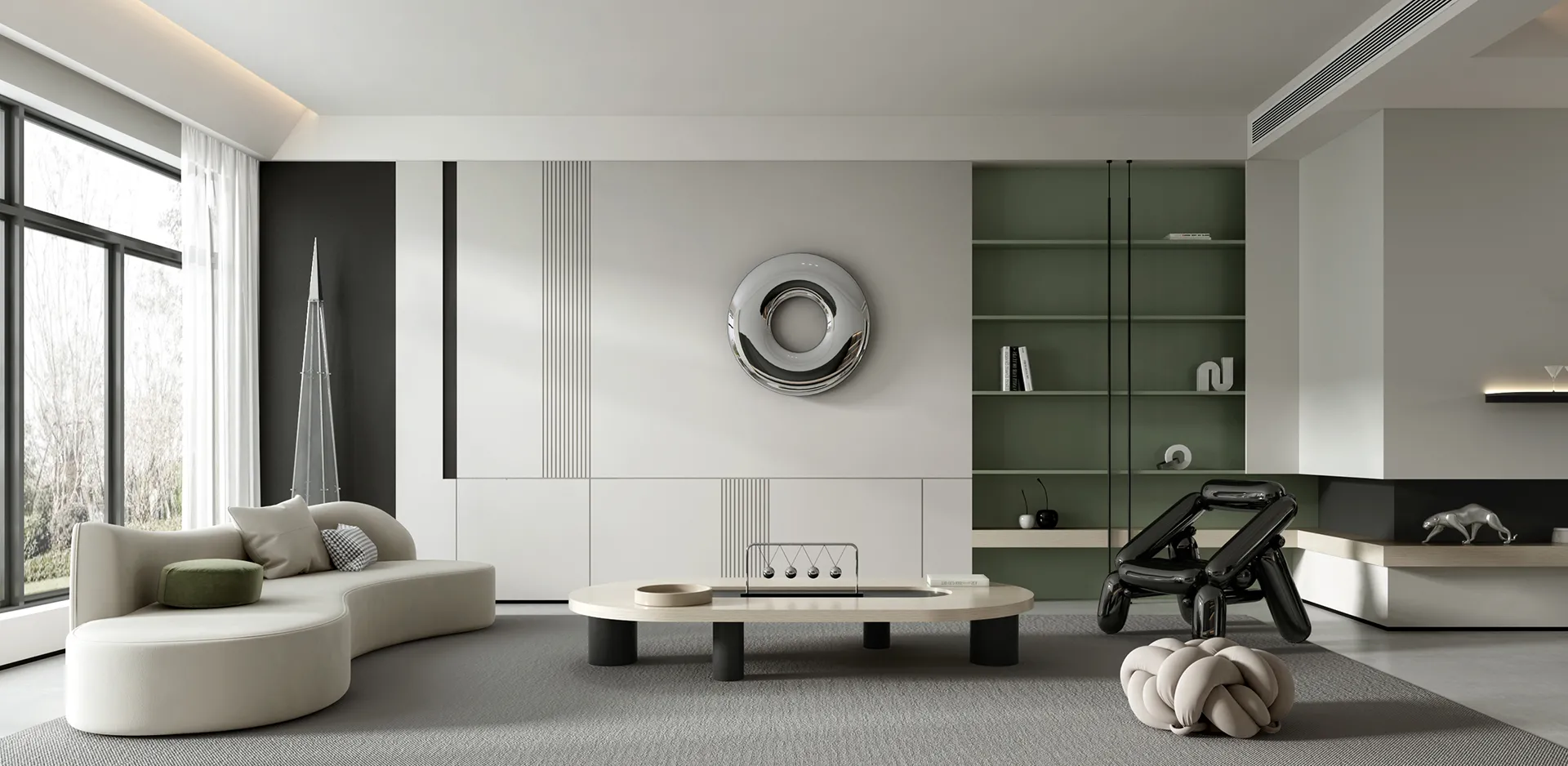 Living Room - Modern Style 3D Scenes - Interior Design - 042