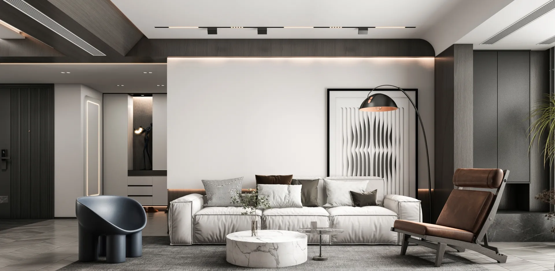 Living Room - Modern Style 3D Scenes - Interior Design - 043