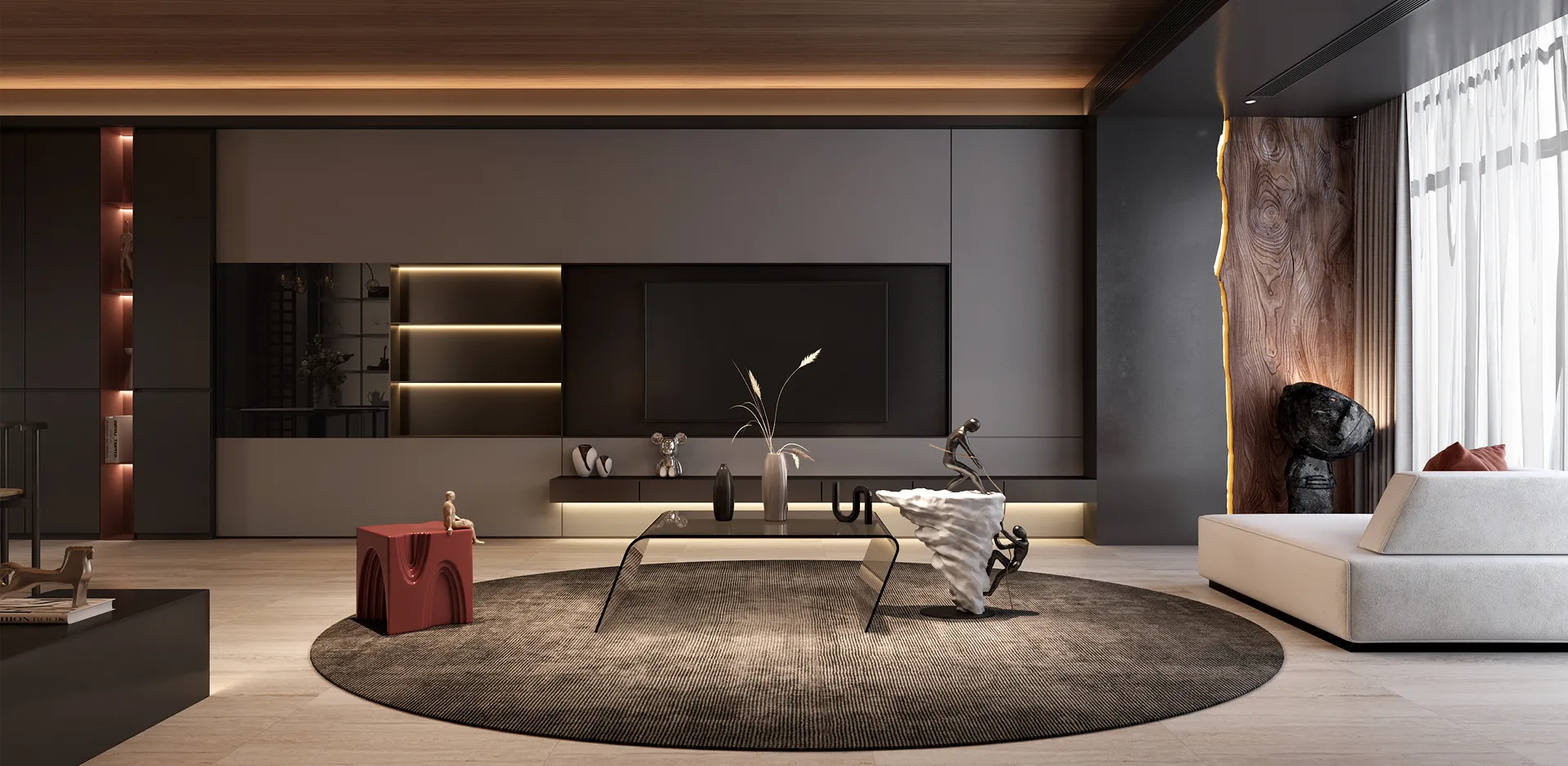 Living Room - Modern Style 3D Scenes - Interior Design - 044