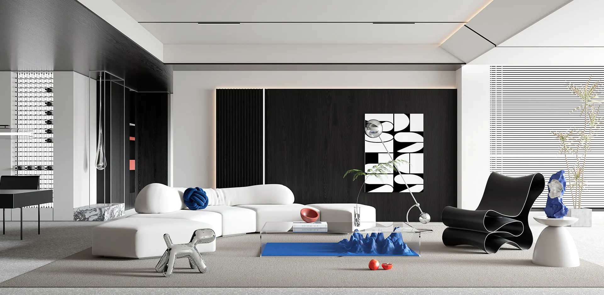 Living Room - Modern Style 3D Scenes - Interior Design - 046