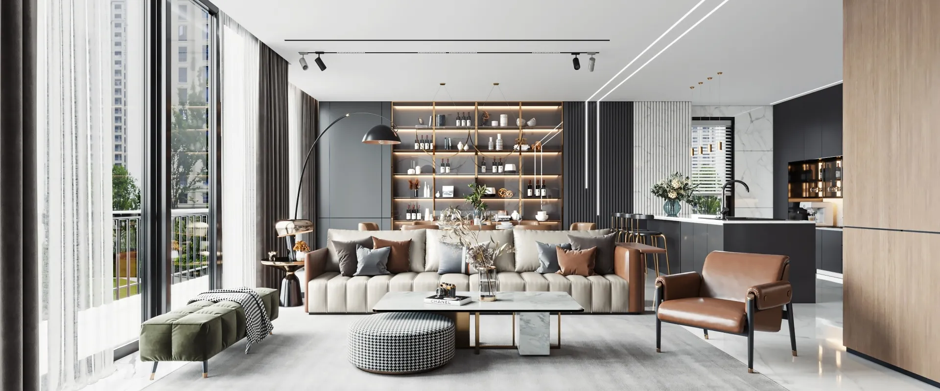 Living Room - Modern Style 3D Scenes - Interior Design - 057