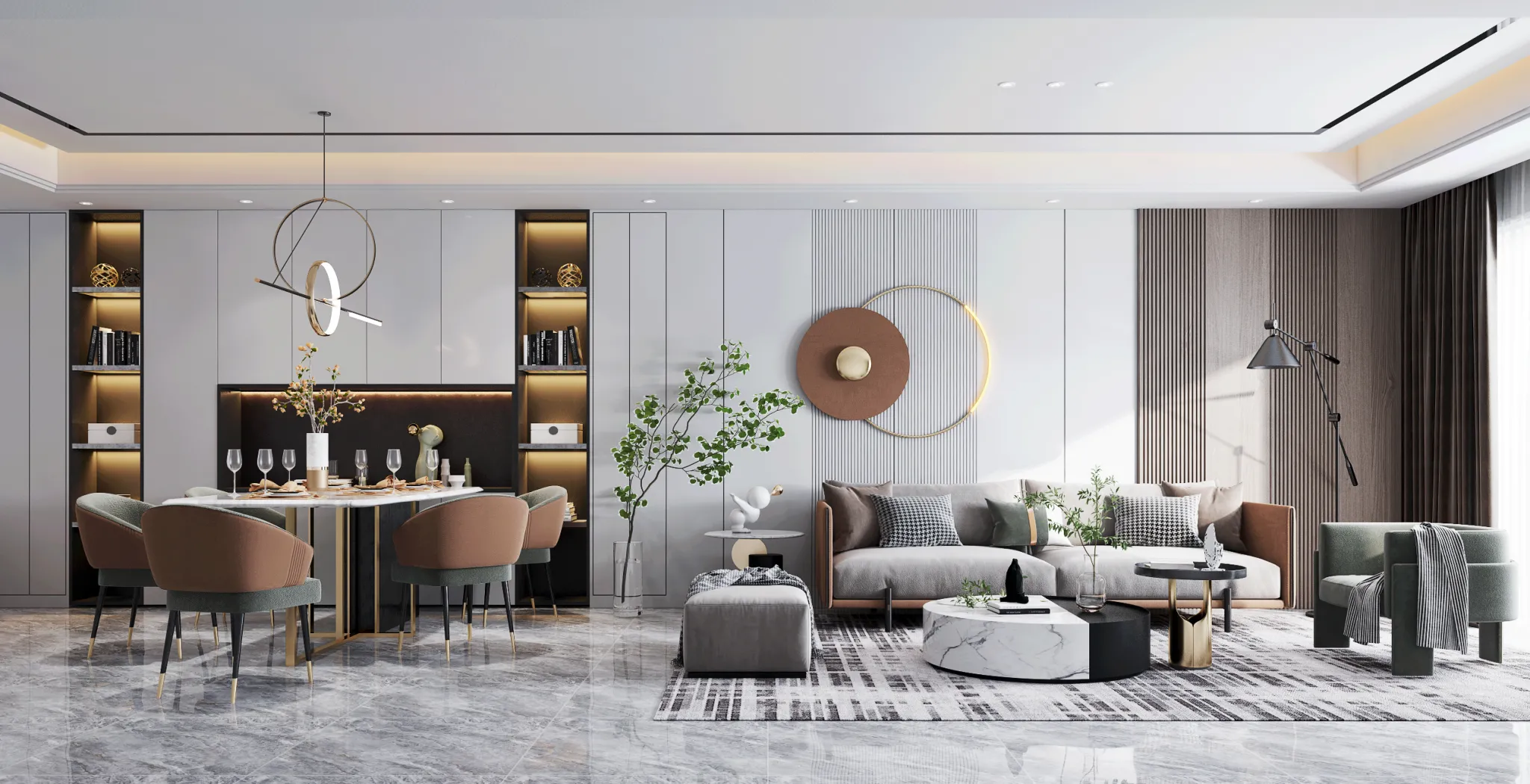 Living Room - Modern Style 3D Scenes - Interior Design - 059