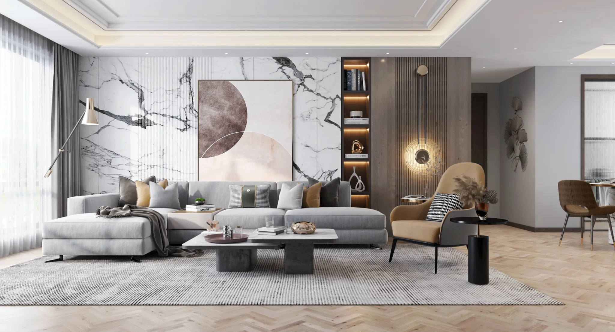 Living Room - Modern Style 3D Scenes - Interior Design - 060