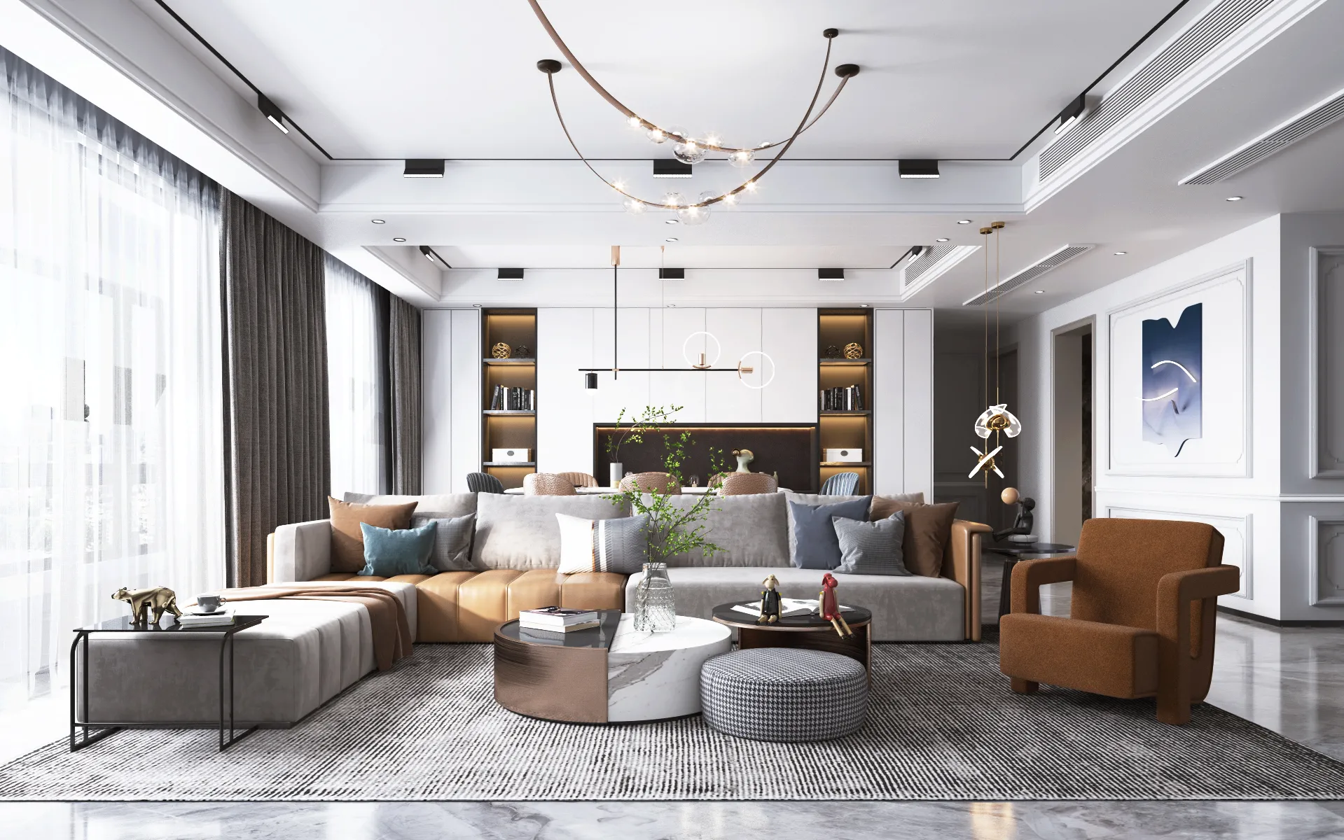 Living Room - Modern Style 3D Scenes - Interior Design - 061
