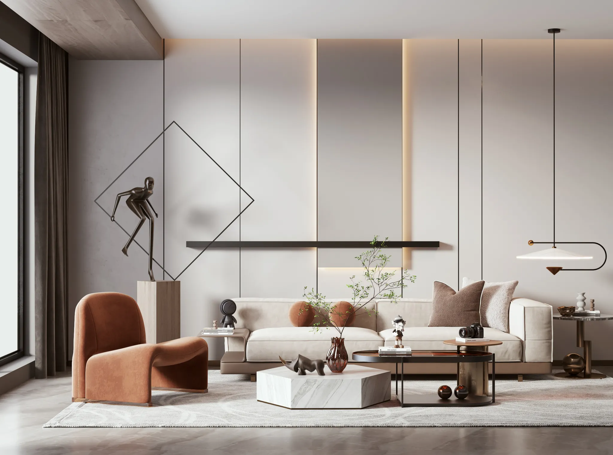 Living Room - Modern Style 3D Scenes - Interior Design - 066