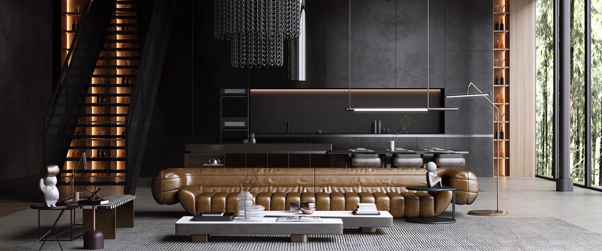 Living Room - Modern Style 3D Scenes - Interior Design - 067