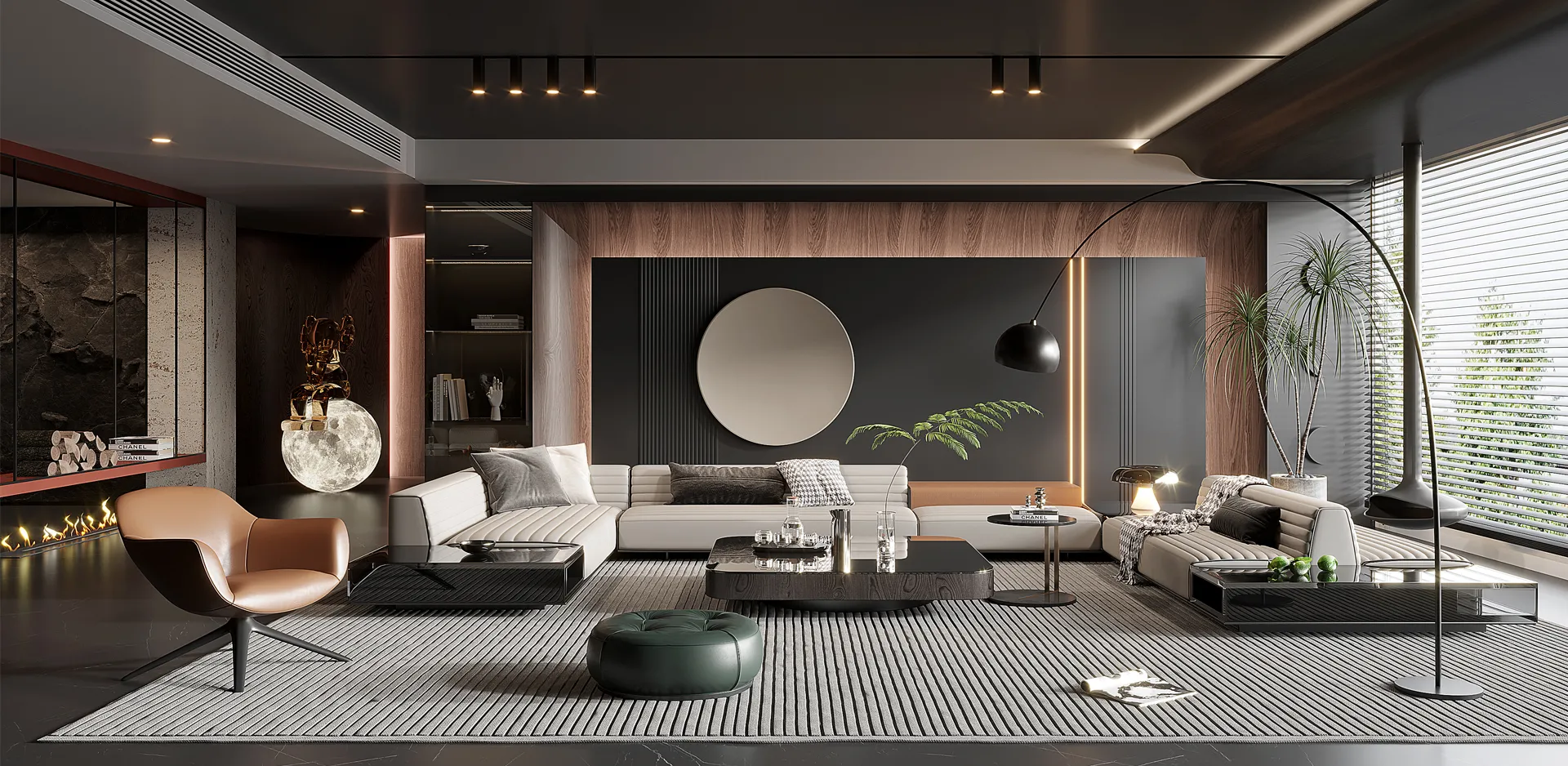 Living Room - Modern Style 3D Scenes - Interior Design - 068