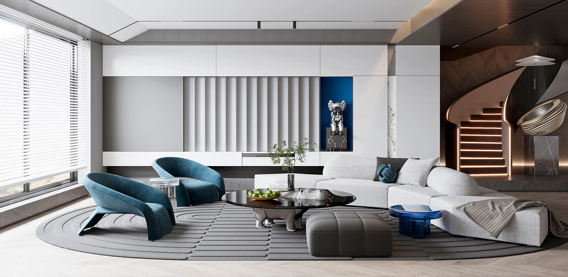 Living Room - Modern Style 3D Scenes - Interior Design - 078