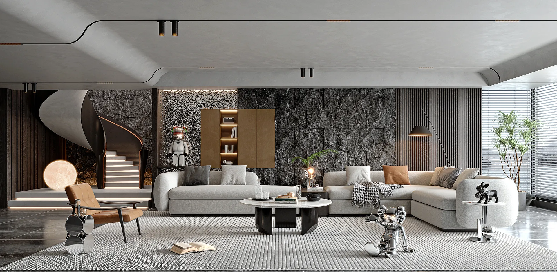 Living Room - Modern Style 3D Scenes - Interior Design - 079