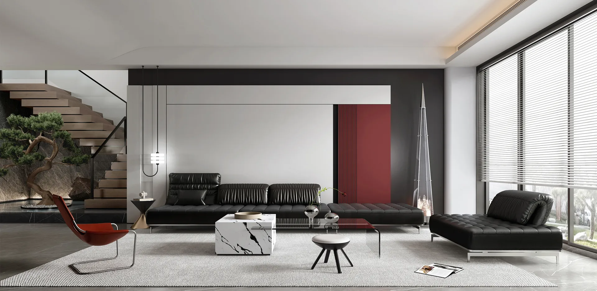 Living Room - Modern Style 3D Scenes - Interior Design - 082