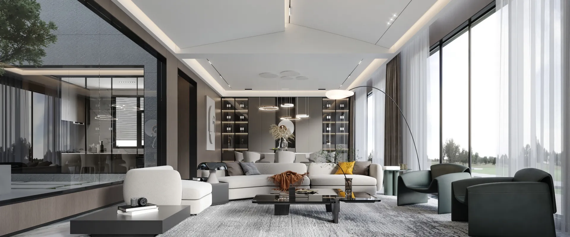 Living Room - Modern Style 3D Scenes - Interior Design - 084