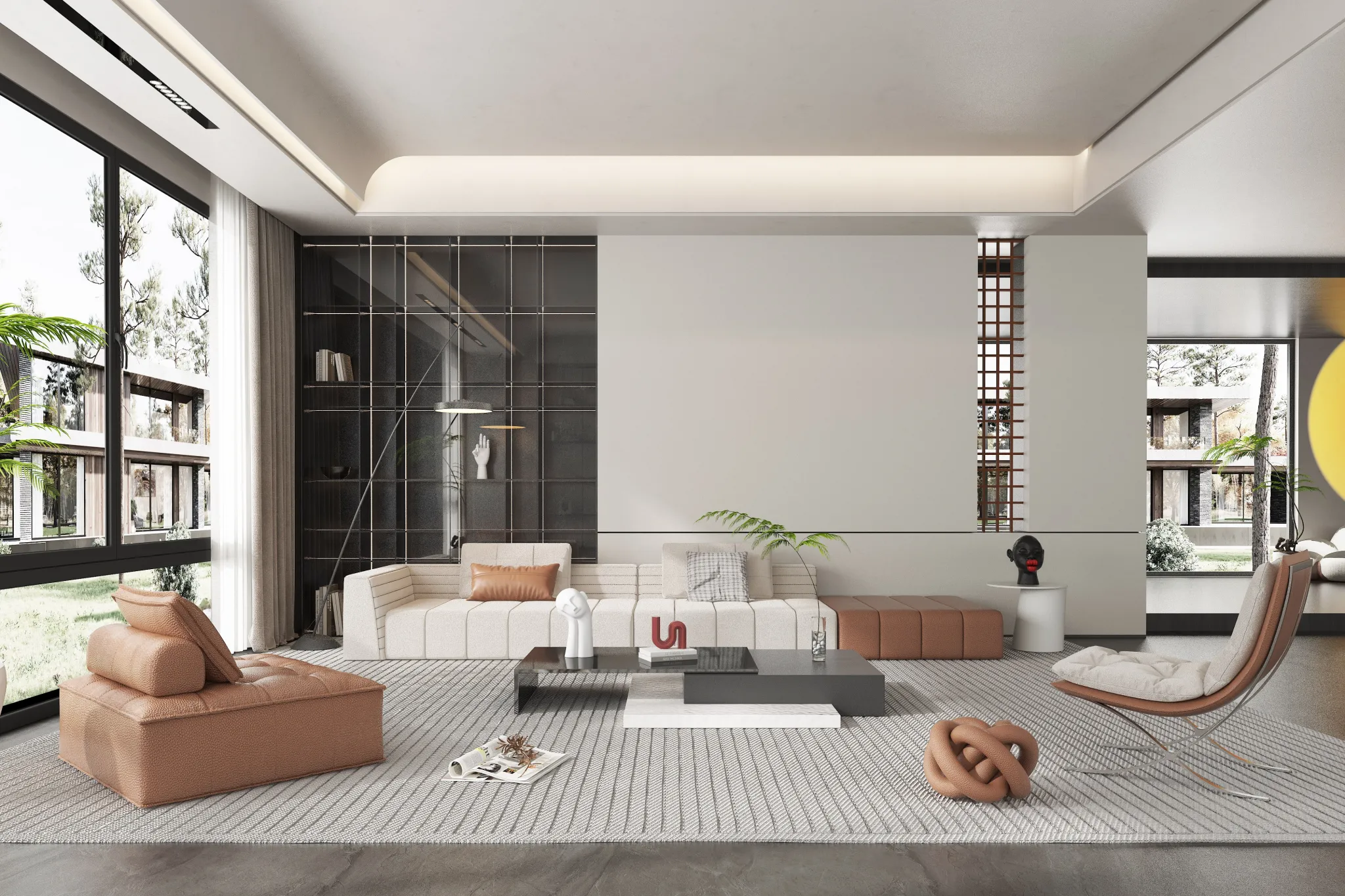 Living Room - Modern Style 3D Scenes - Interior Design - 086