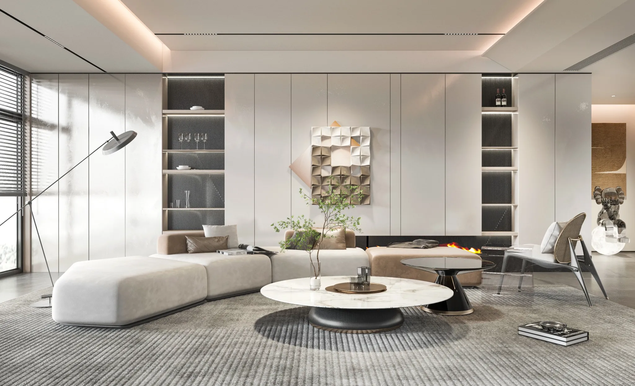 Living Room - Modern Style 3D Scenes - Interior Design - 091