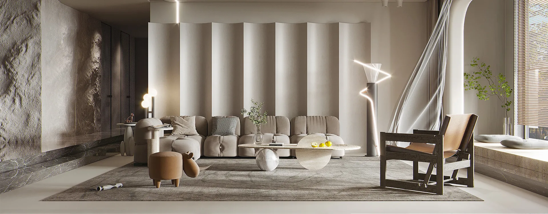 Living Room - Modern Style 3D Scenes - Interior Design - 105