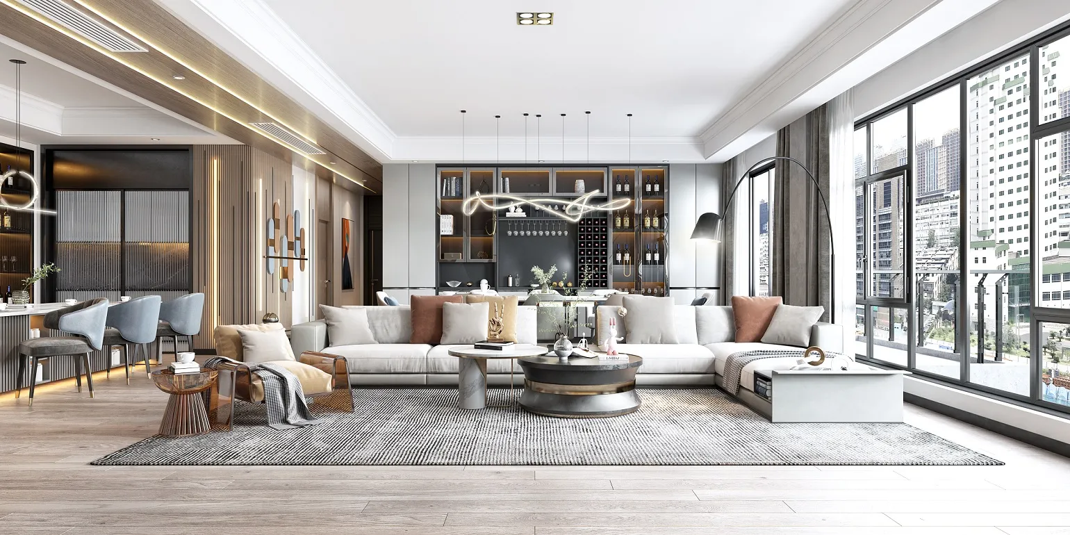 Living Room - Modern Style 3D Scenes - Interior Design - 111