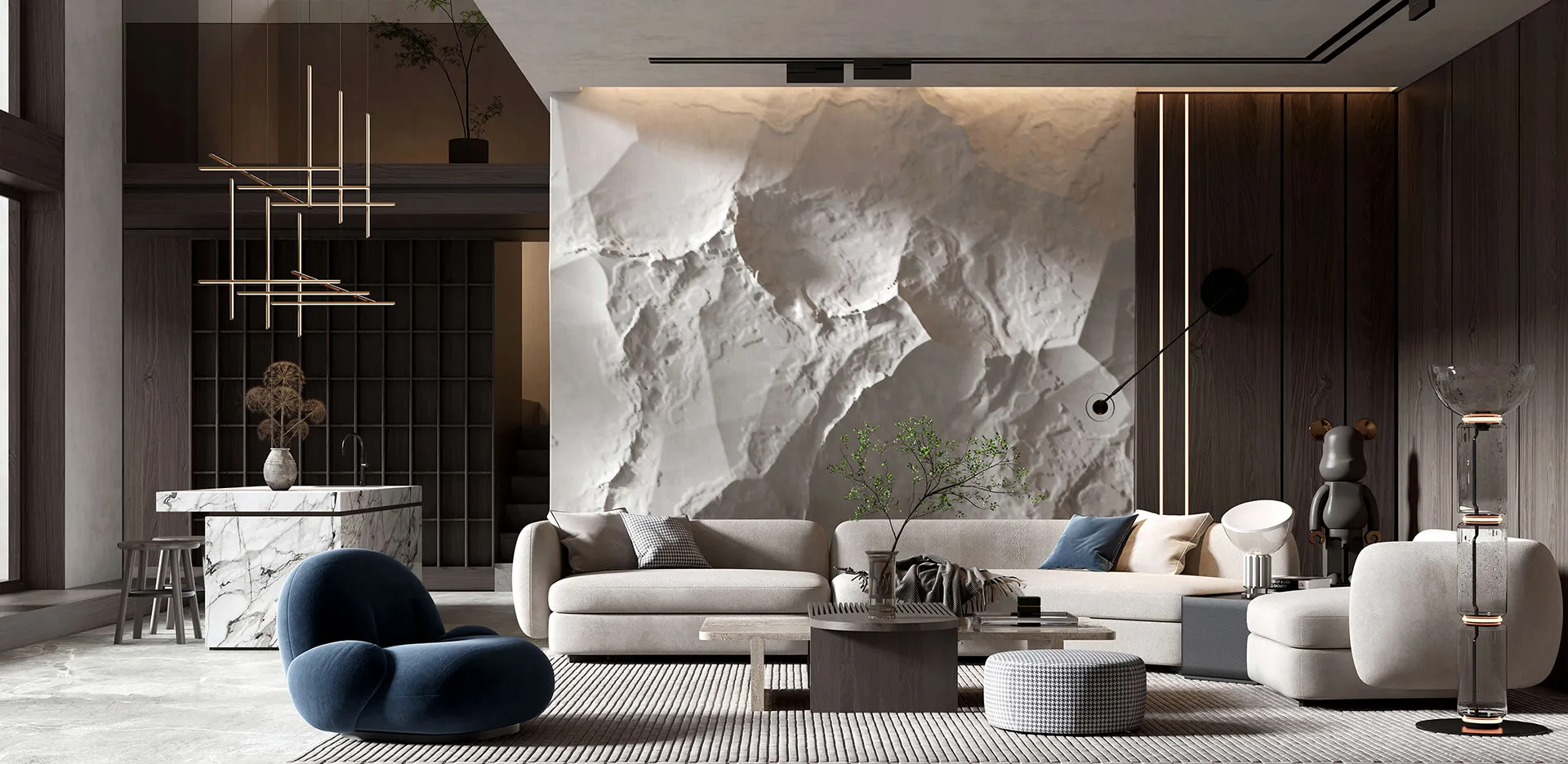 Living Room - Modern Style 3D Scenes - Interior Design - 112