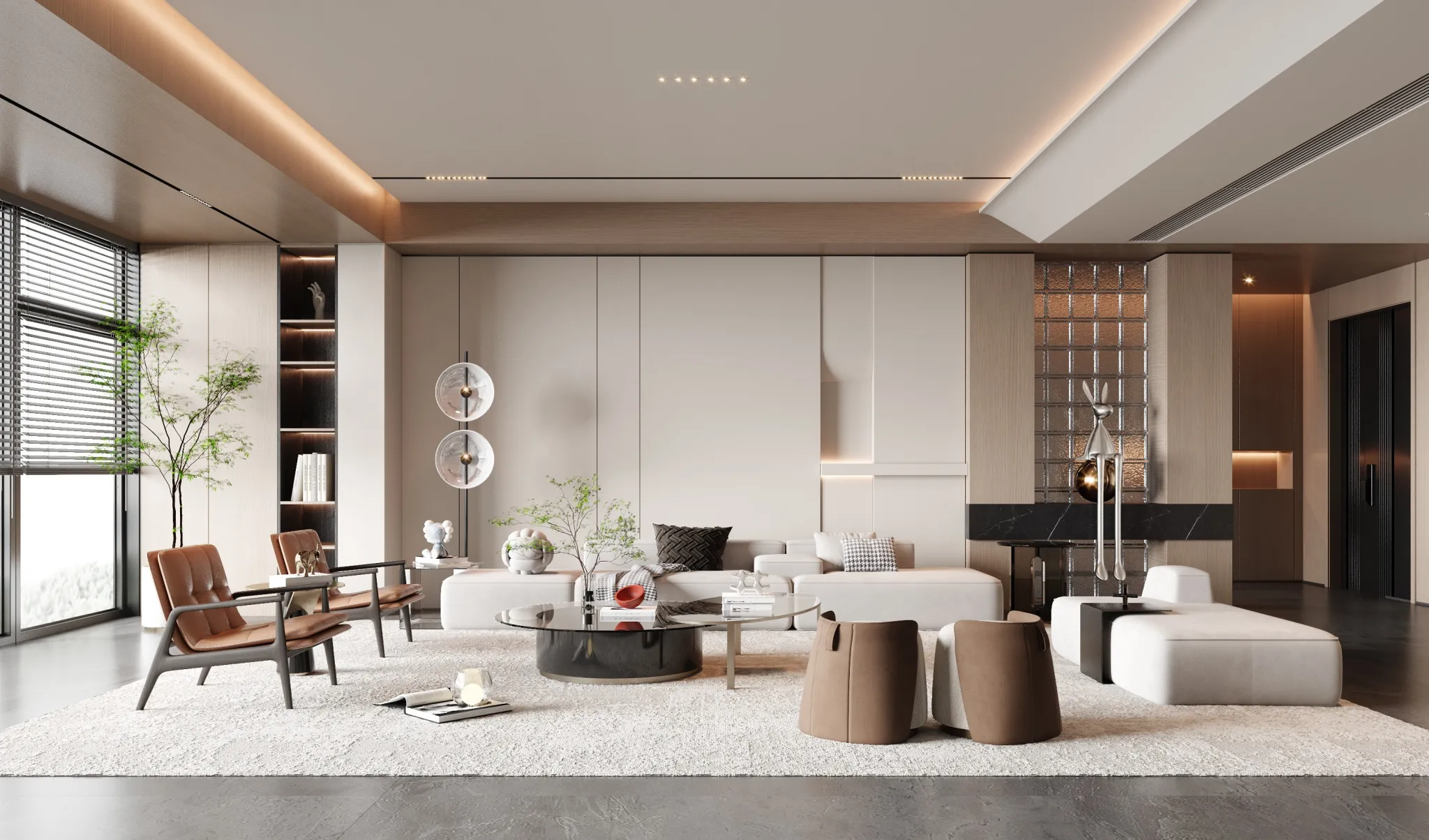 Living Room - Modern Style 3D Scenes - Interior Design - 137