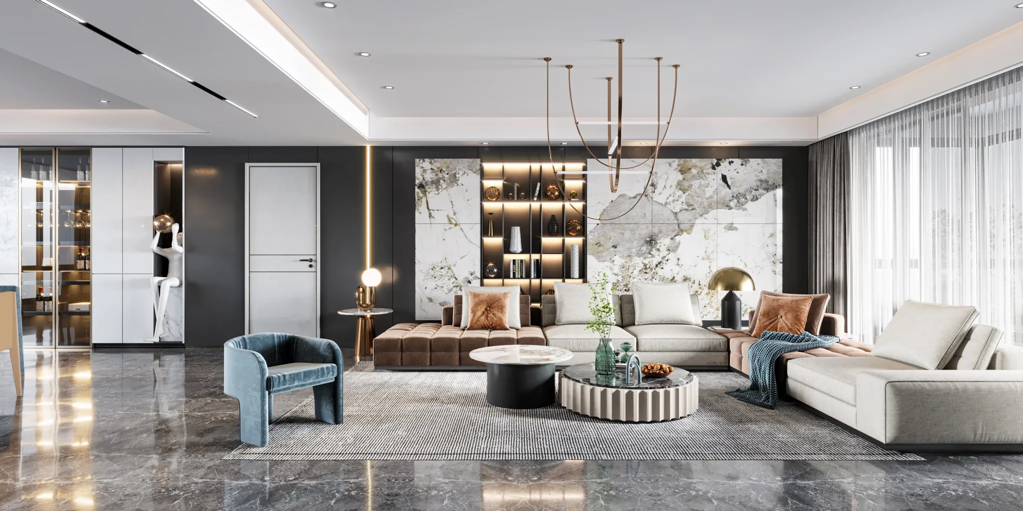 Living Room - Modern Style 3D Scenes - Interior Design - 146