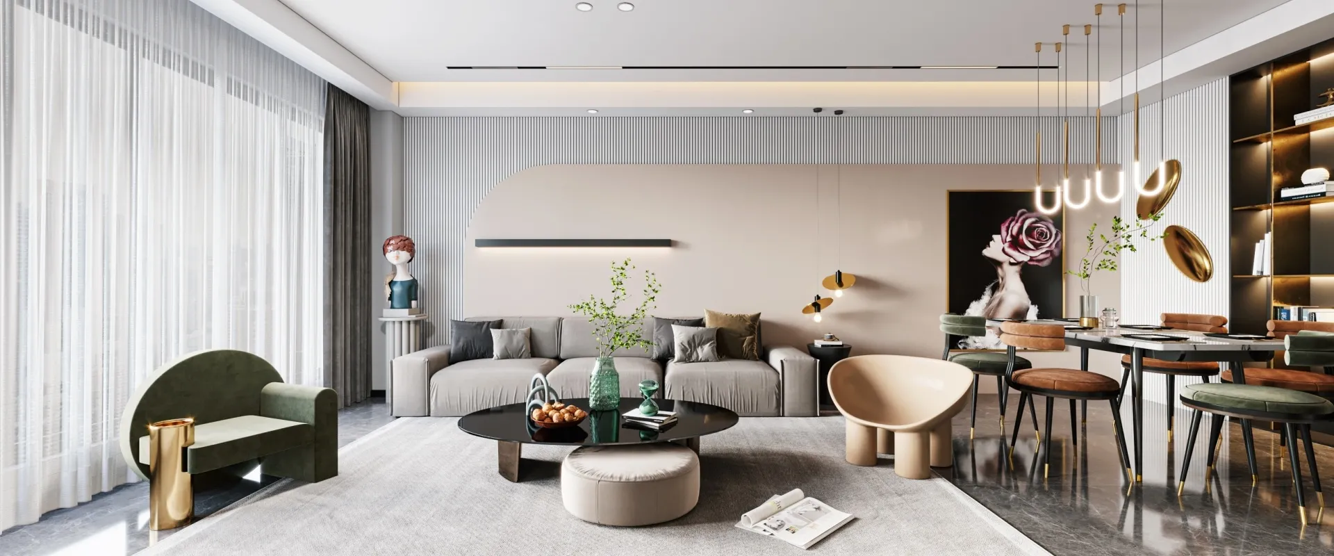 Living Room - Modern Style 3D Scenes - Interior Design - 147