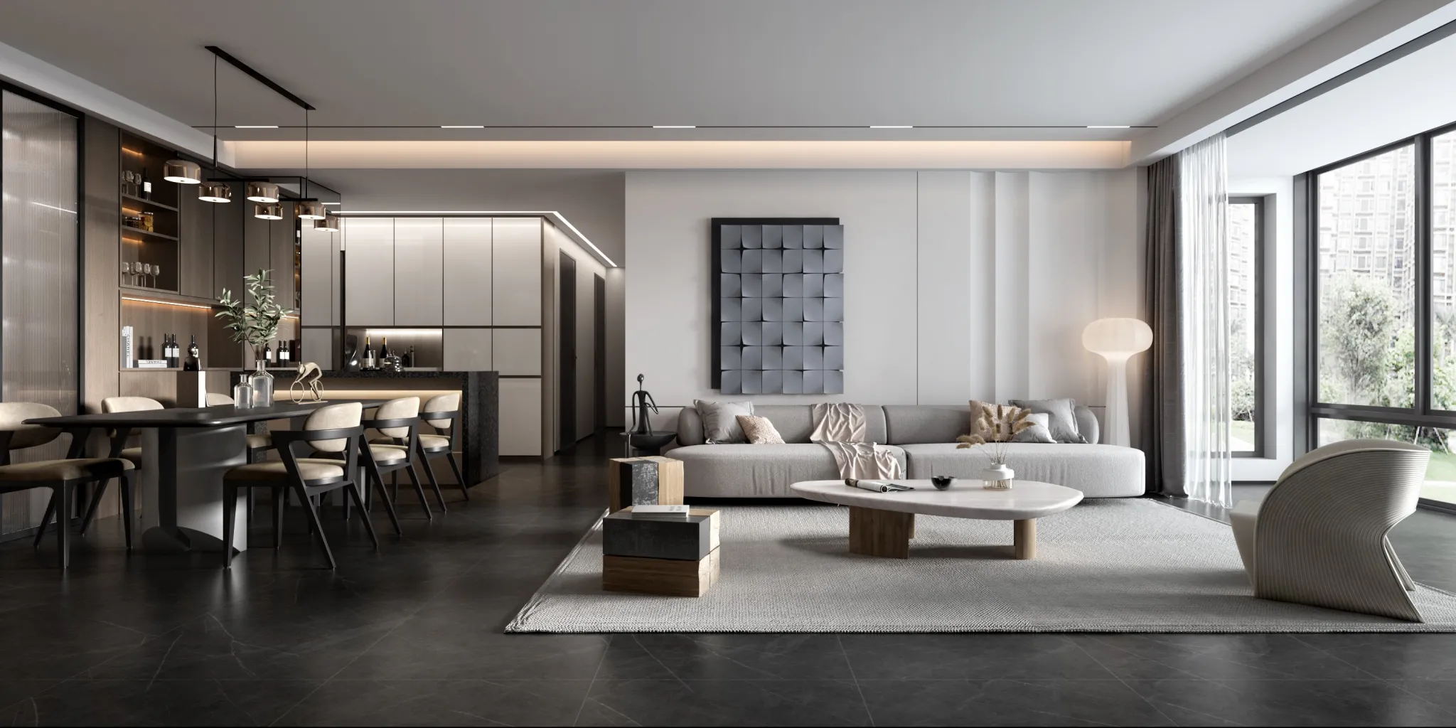 Living Room - Modern Style 3D Scenes - Interior Design - 151