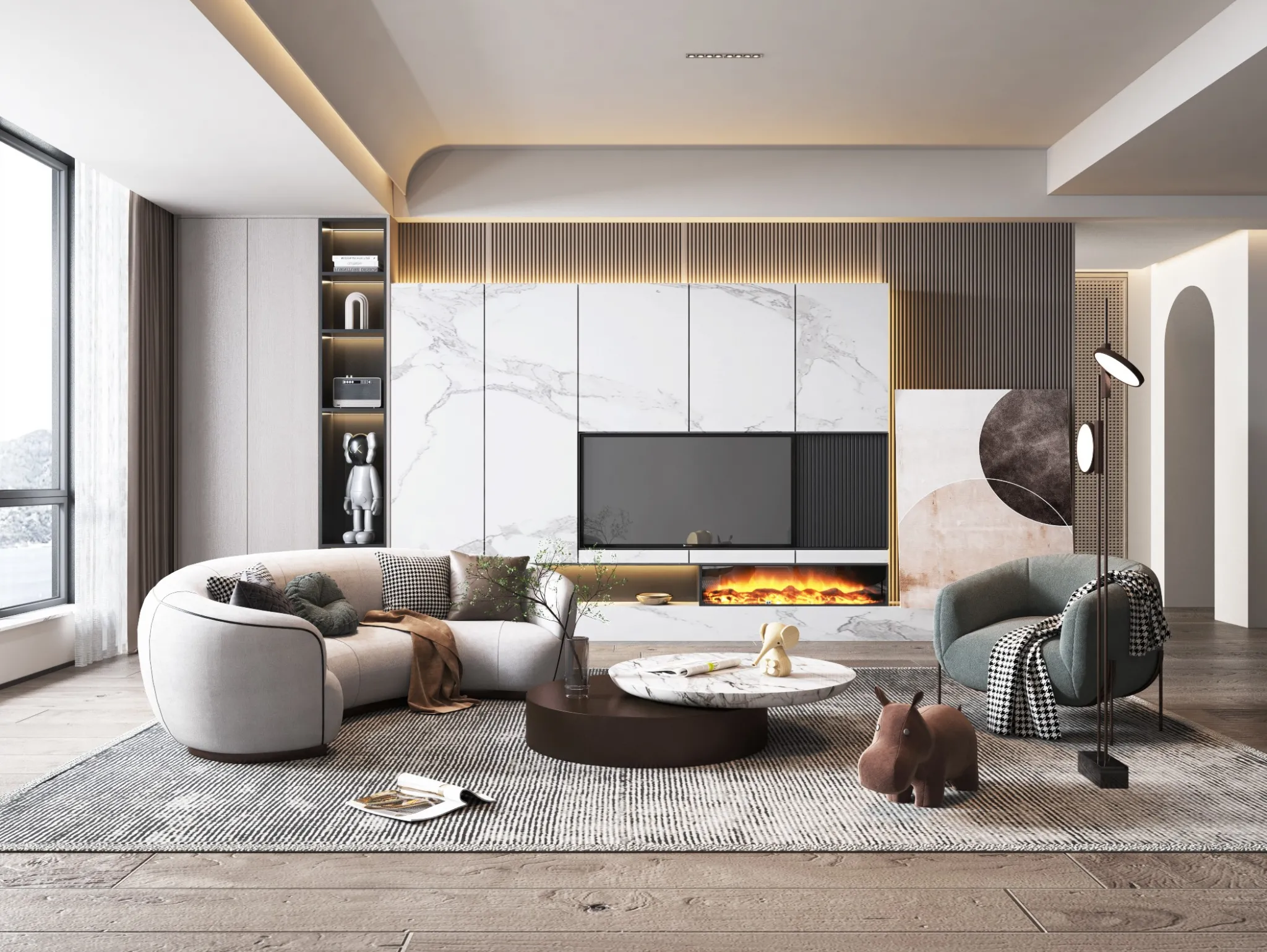 Living Room - Modern Style 3D Scenes - Interior Design - 156