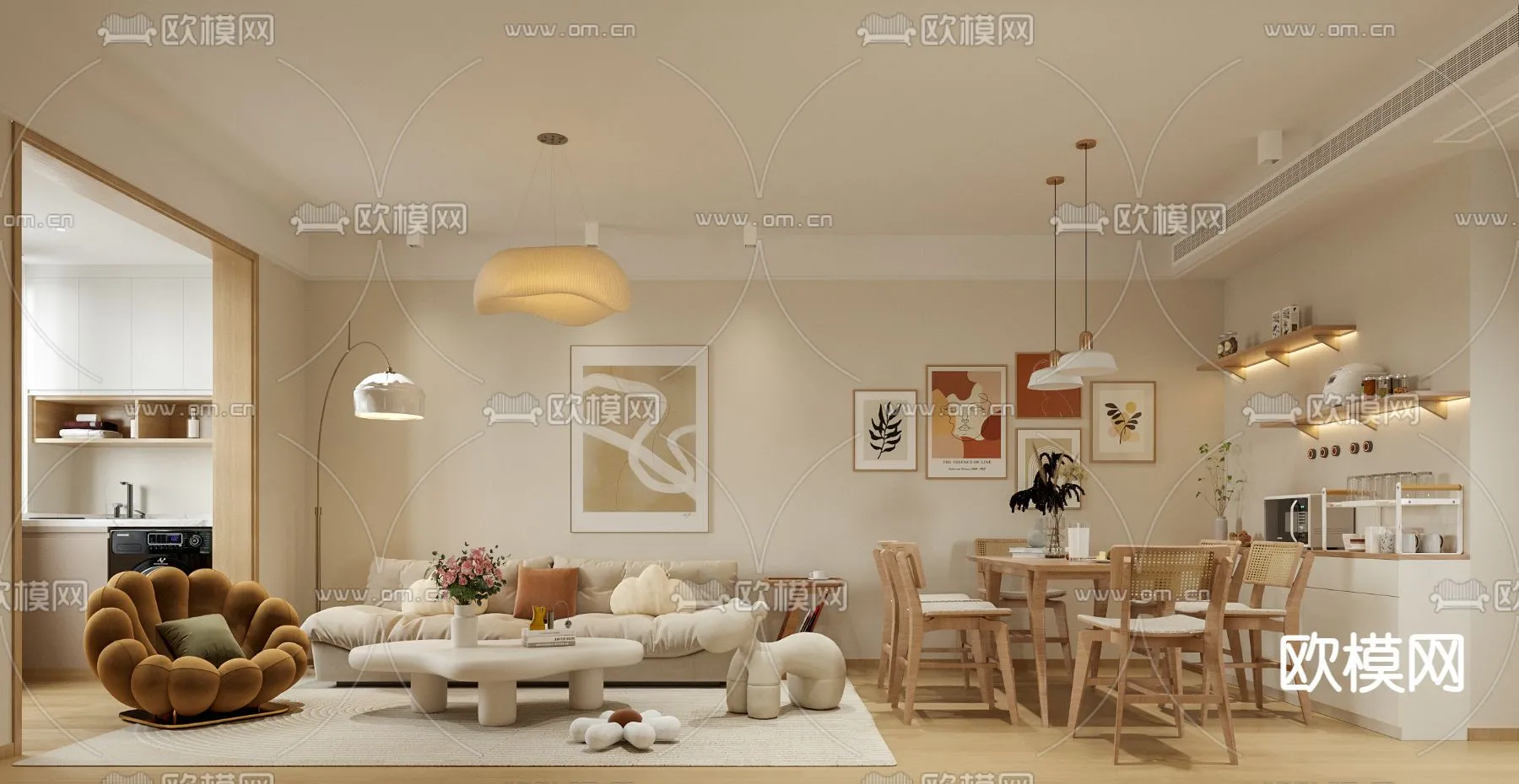 LIVING ROOM - MODERN STYLE - CORONA - 3D MODEL - 1822