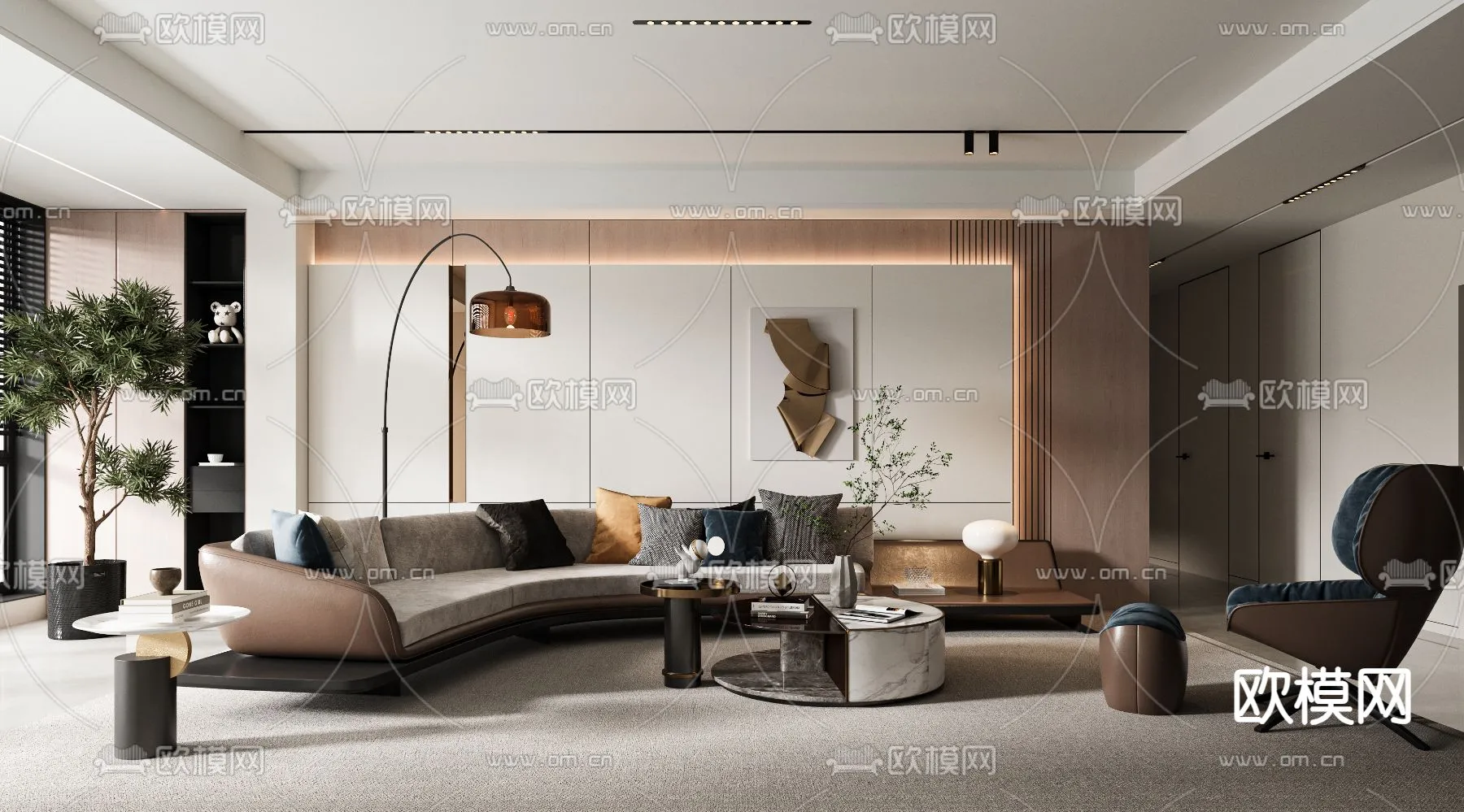 LIVING ROOM - MODERN STYLE - CORONA - 3D MODEL - 1823