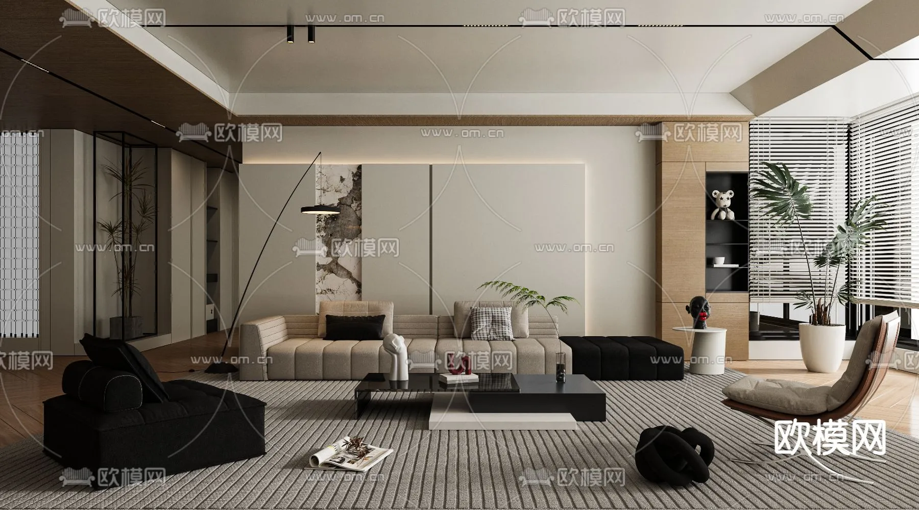 LIVING ROOM - MODERN STYLE - CORONA - 3D MODEL - 1825