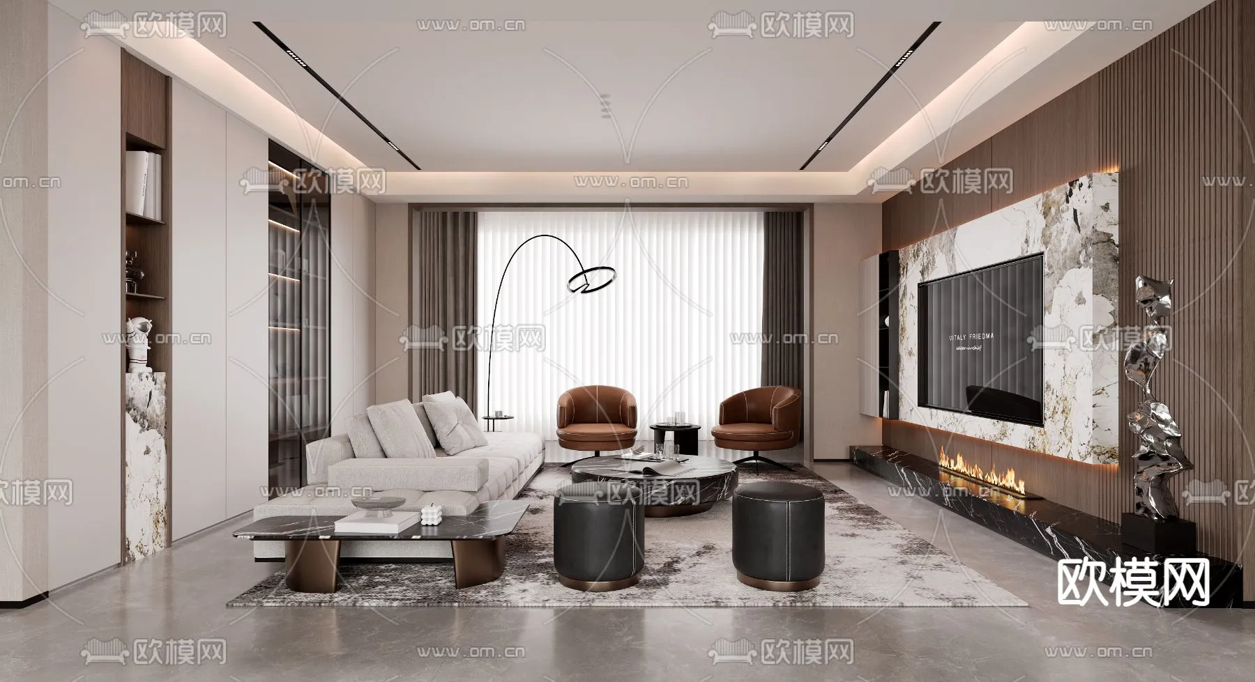 LIVING ROOM - MODERN STYLE - CORONA - 3D MODEL - 1827