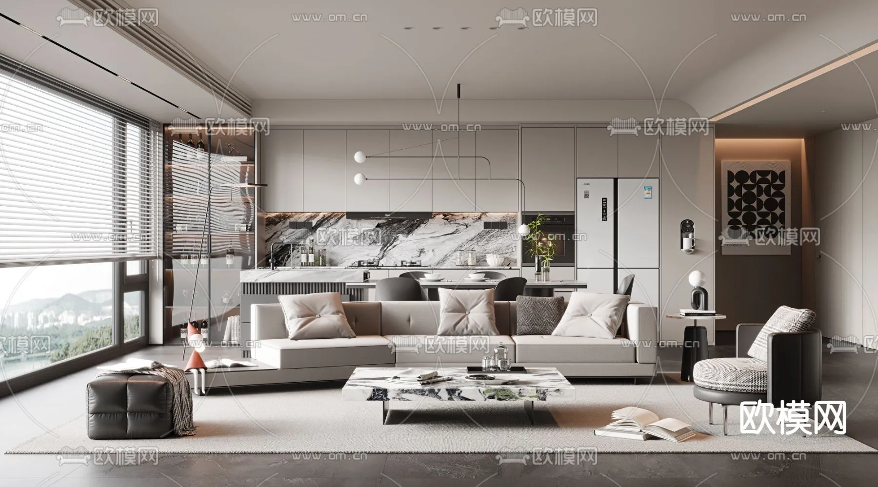 LIVING ROOM - MODERN STYLE - CORONA - 3D MODEL - 1829