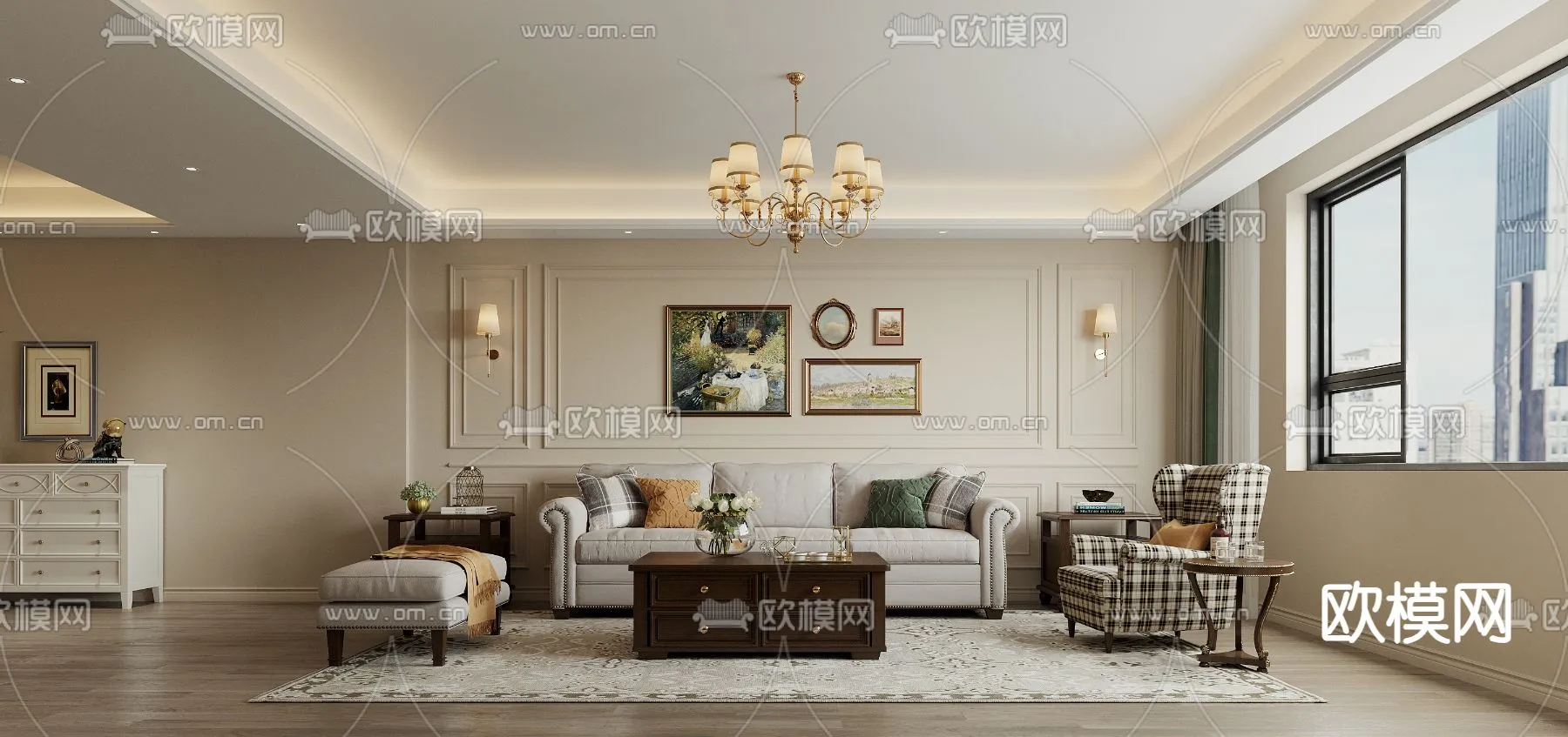 LIVING ROOM - MODERN STYLE - CORONA - 3D MODEL - 1830