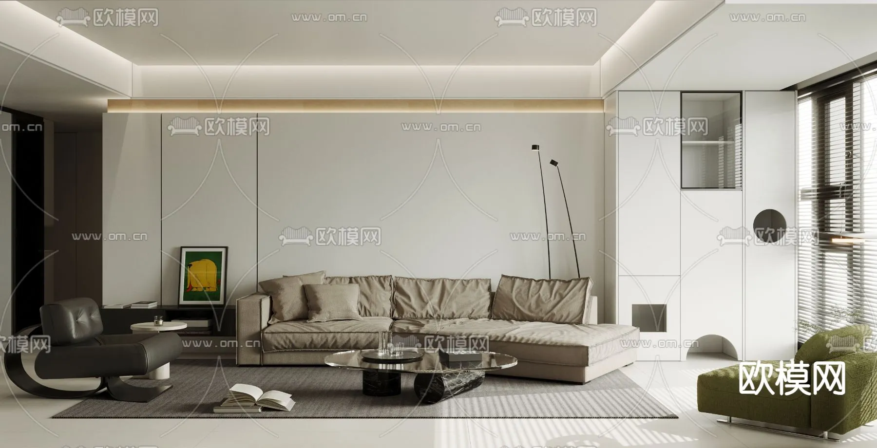 LIVING ROOM - MODERN STYLE - CORONA - 3D MODEL - 1833