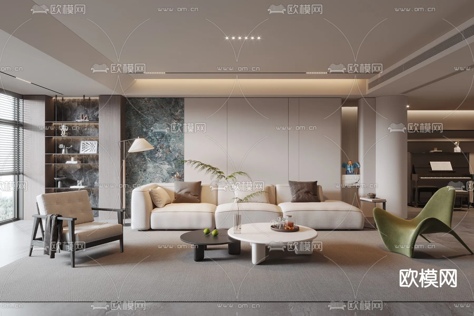 LIVING ROOM - MODERN STYLE - CORONA - 3D MODEL - 1841