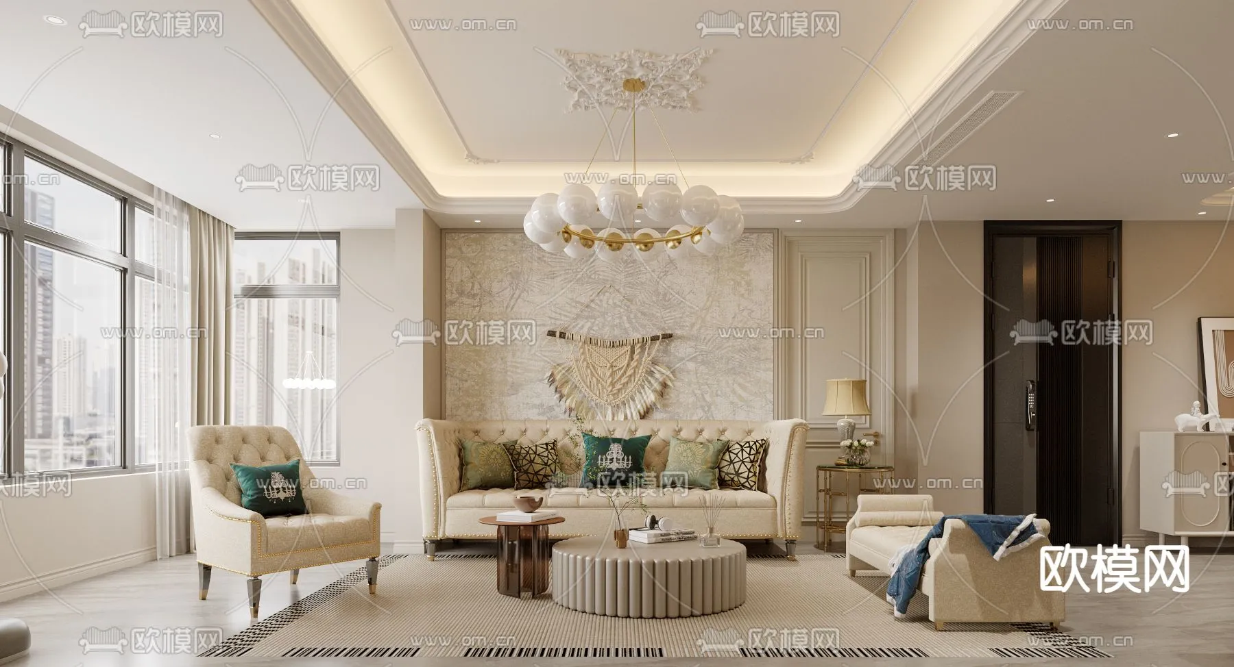 LIVING ROOM - MODERN STYLE - CORONA - 3D MODEL - 1843