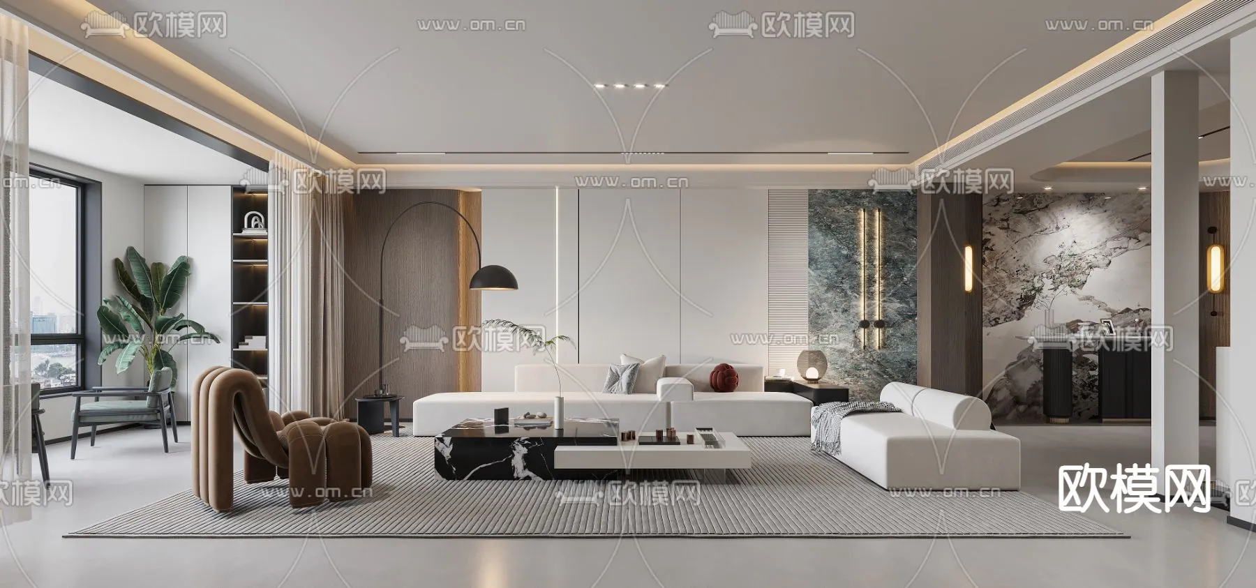 LIVING ROOM - MODERN STYLE - CORONA - 3D MODEL - 1845