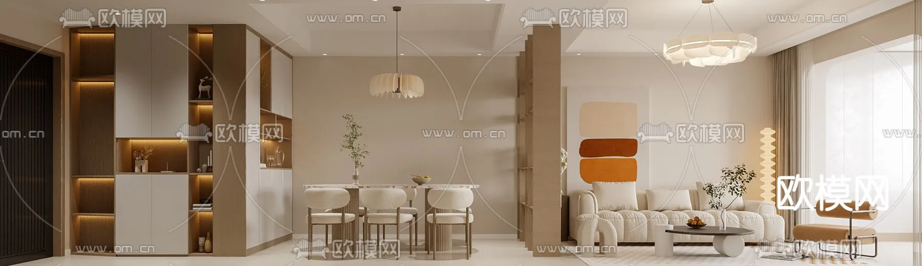 LIVING ROOM - MODERN STYLE - CORONA - 3D MODEL - 1846