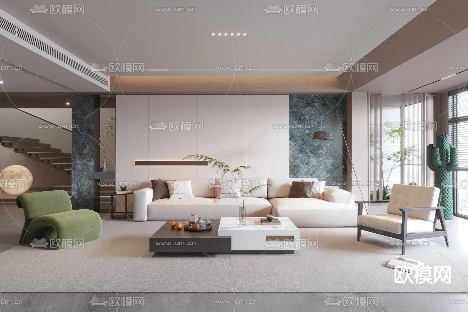 LIVING ROOM - MODERN STYLE - CORONA - 3D MODEL - 1860