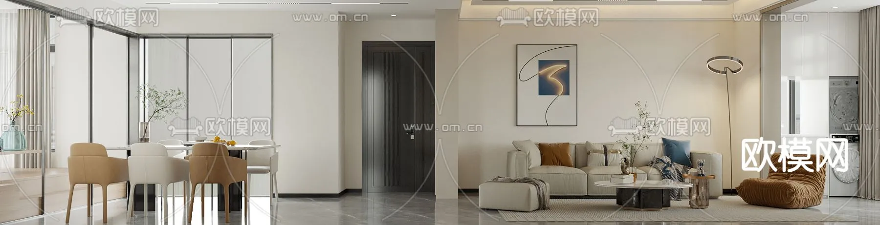 LIVING ROOM - MODERN STYLE - CORONA - 3D MODEL - 1864