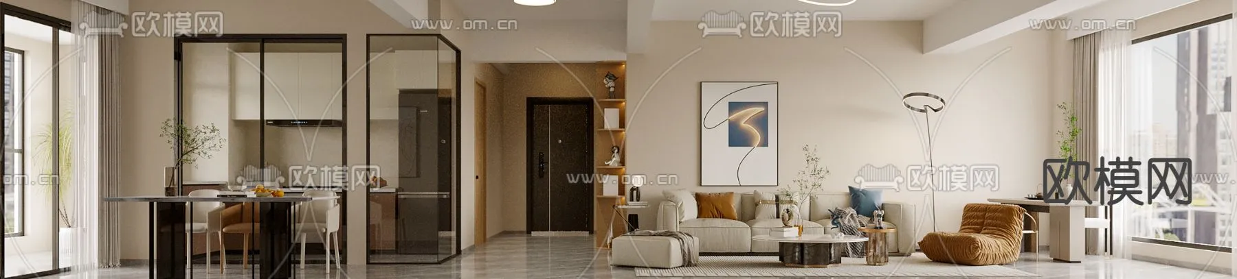 LIVING ROOM - MODERN STYLE - CORONA - 3D MODEL - 1875