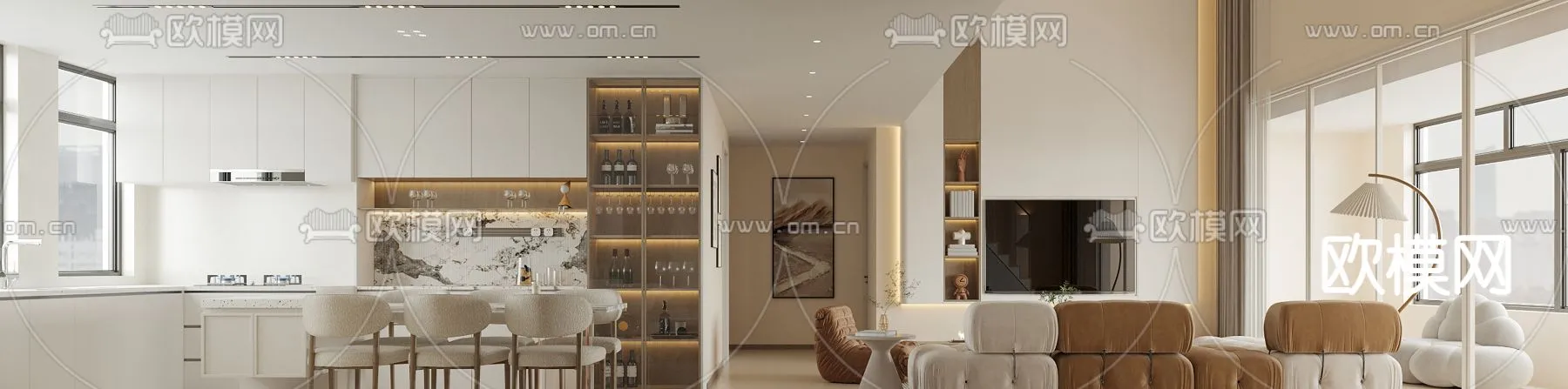 LIVING ROOM - MODERN STYLE - CORONA - 3D MODEL - 1876