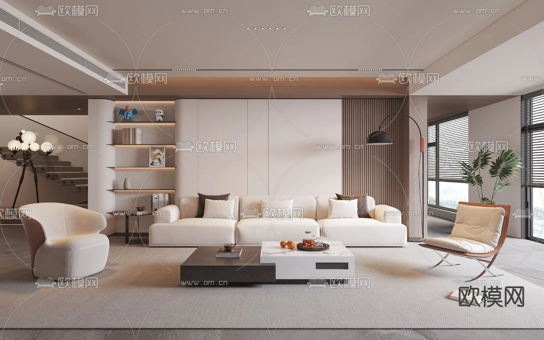 LIVING ROOM - MODERN STYLE - CORONA - 3D MODEL - 1887