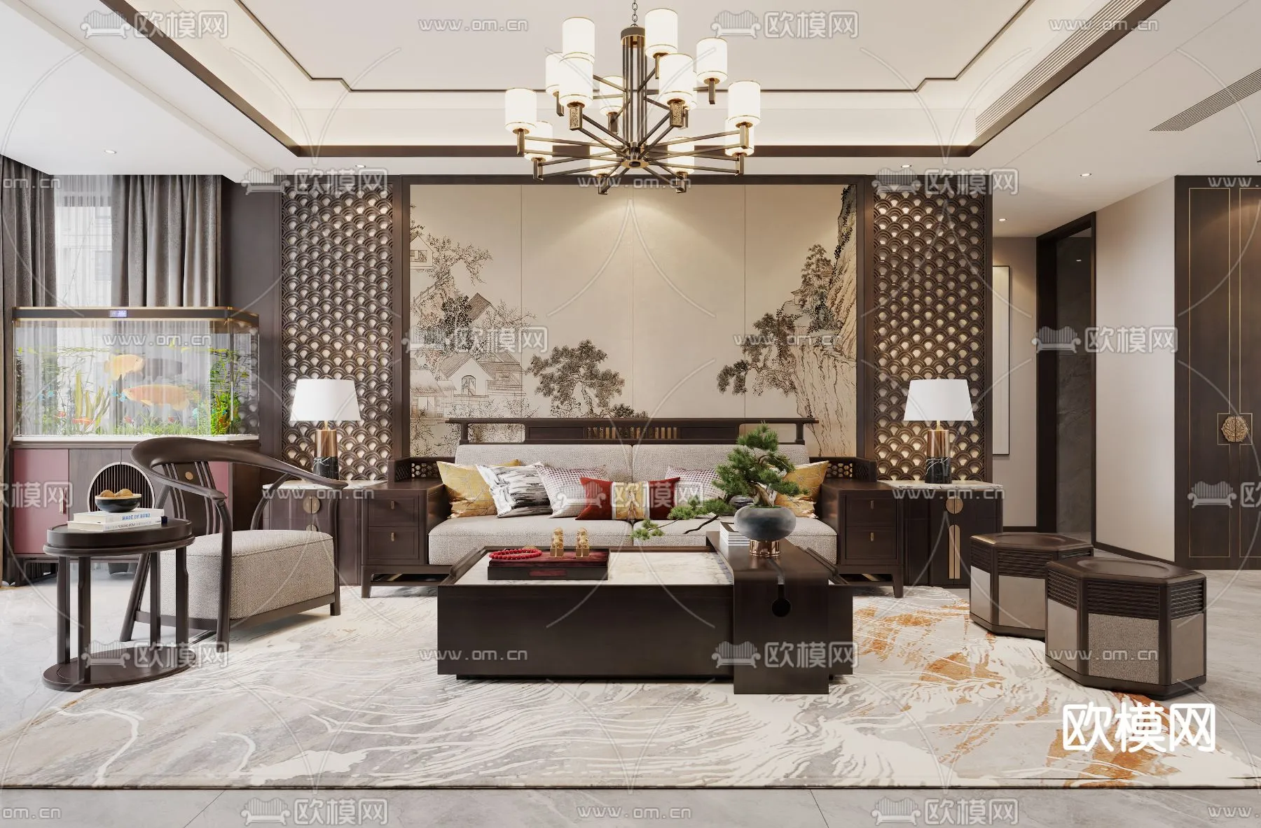 LIVING ROOM - MODERN STYLE - CORONA - 3D MODEL - 1888