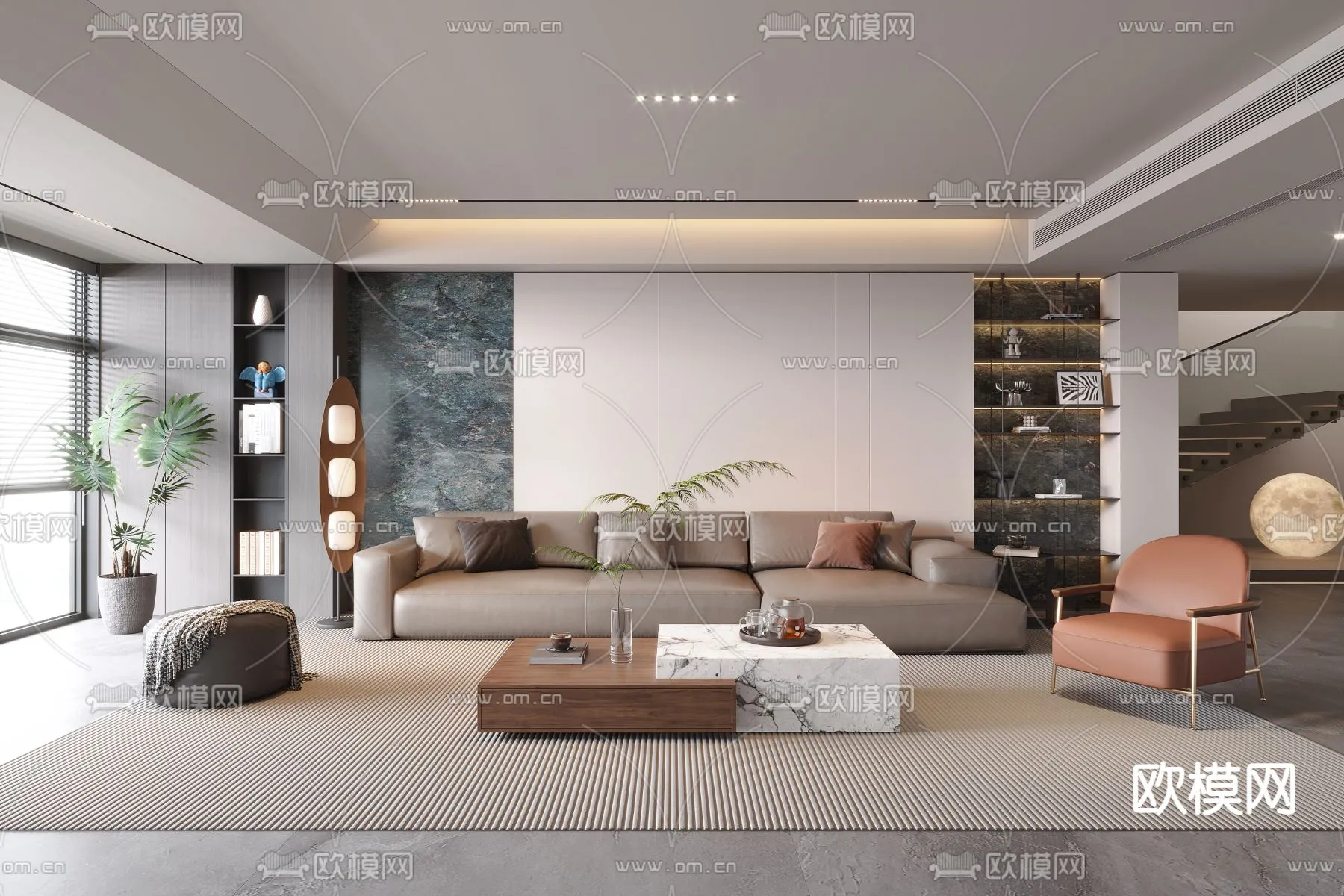 LIVING ROOM - MODERN STYLE - CORONA - 3D MODEL - 1903