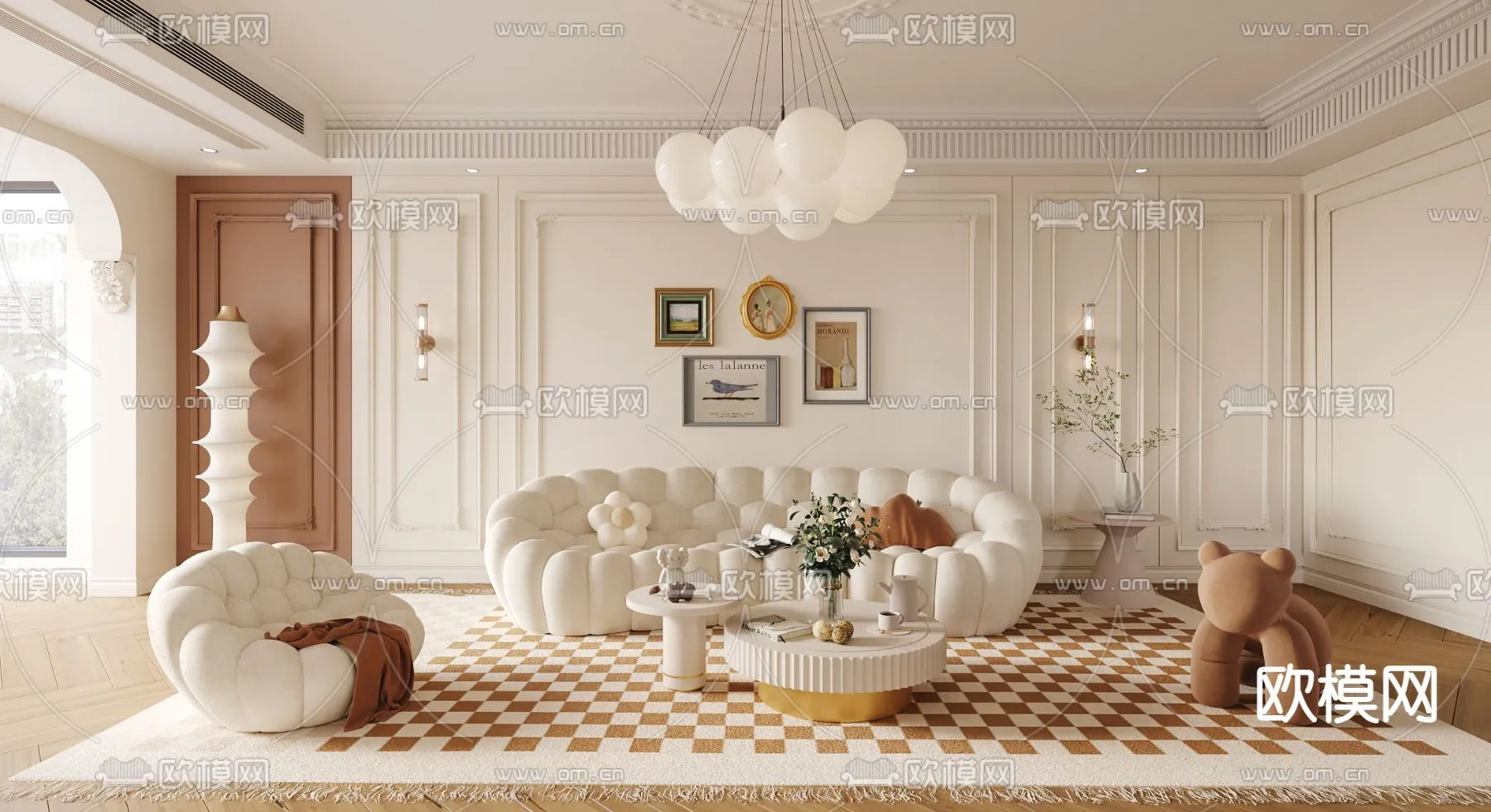 LIVING ROOM - MODERN STYLE - CORONA - 3D MODEL - 1906