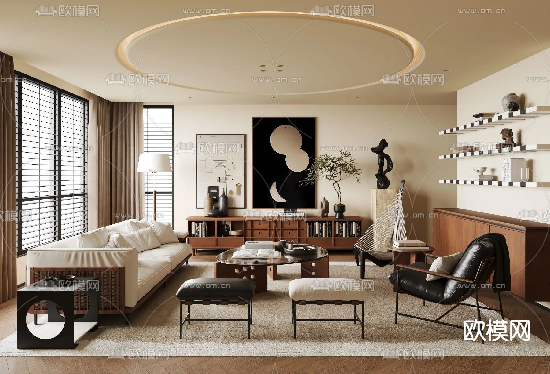 LIVING ROOM - MODERN STYLE - CORONA - 3D MODEL - 1910