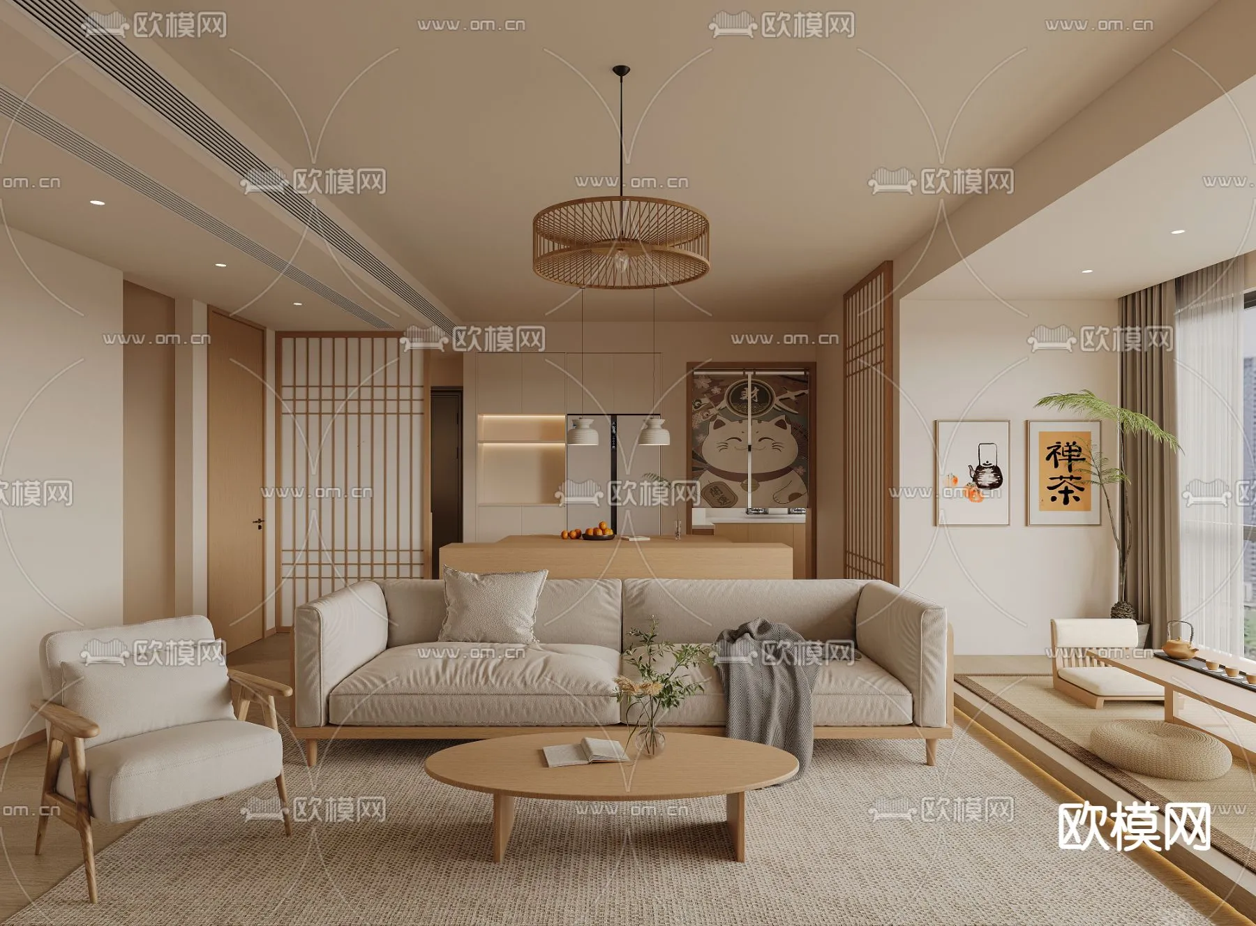 LIVING ROOM - MODERN STYLE - CORONA - 3D MODEL - 1913