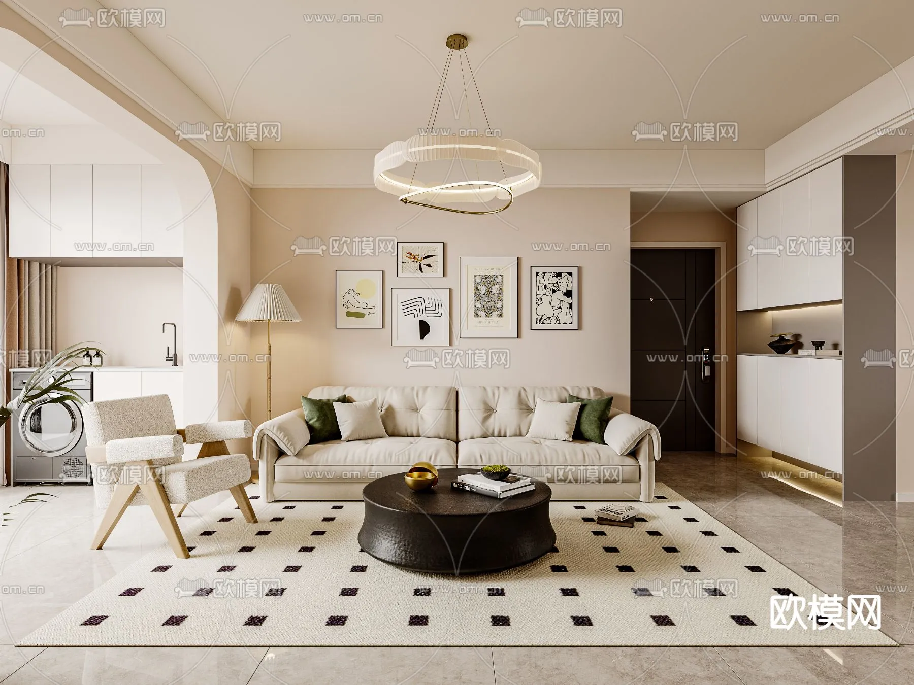 LIVING ROOM - MODERN STYLE - CORONA - 3D MODEL - 1917