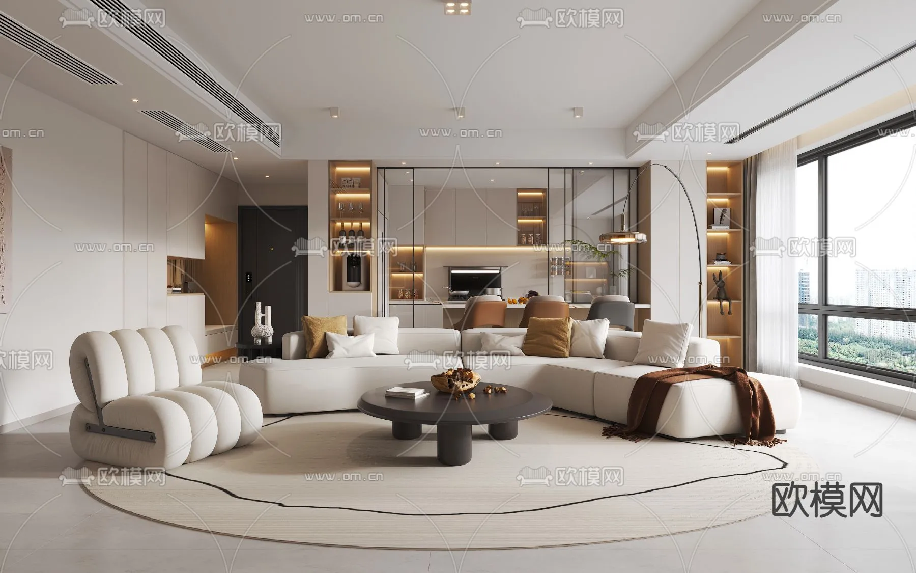 LIVING ROOM - MODERN STYLE - CORONA - 3D MODEL - 1918