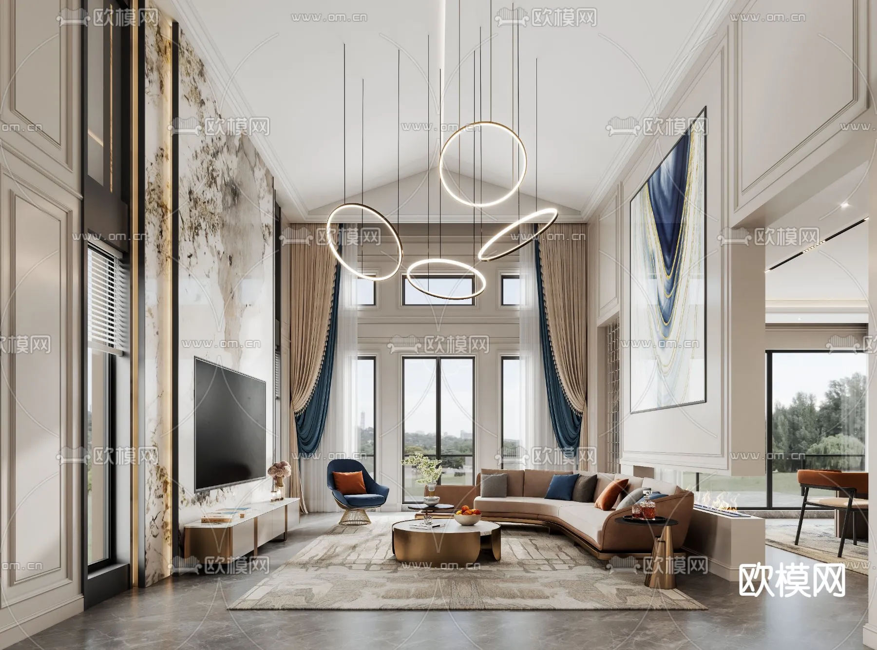 LIVING ROOM - MODERN STYLE - CORONA - 3D MODEL - 1925