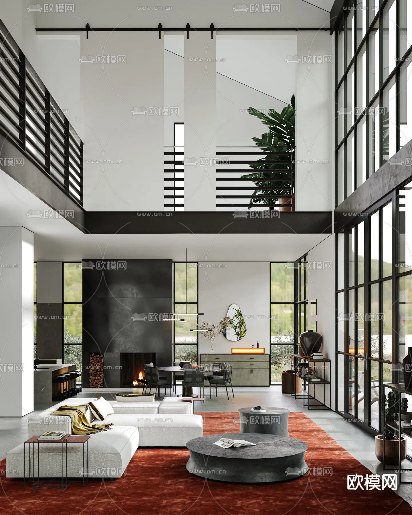 LIVING ROOM - MODERN STYLE - CORONA - 3D MODEL - 1934